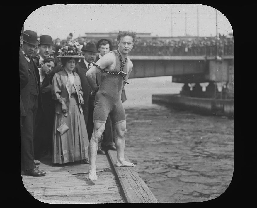Example of one of the deadly water stunts Houdini performed